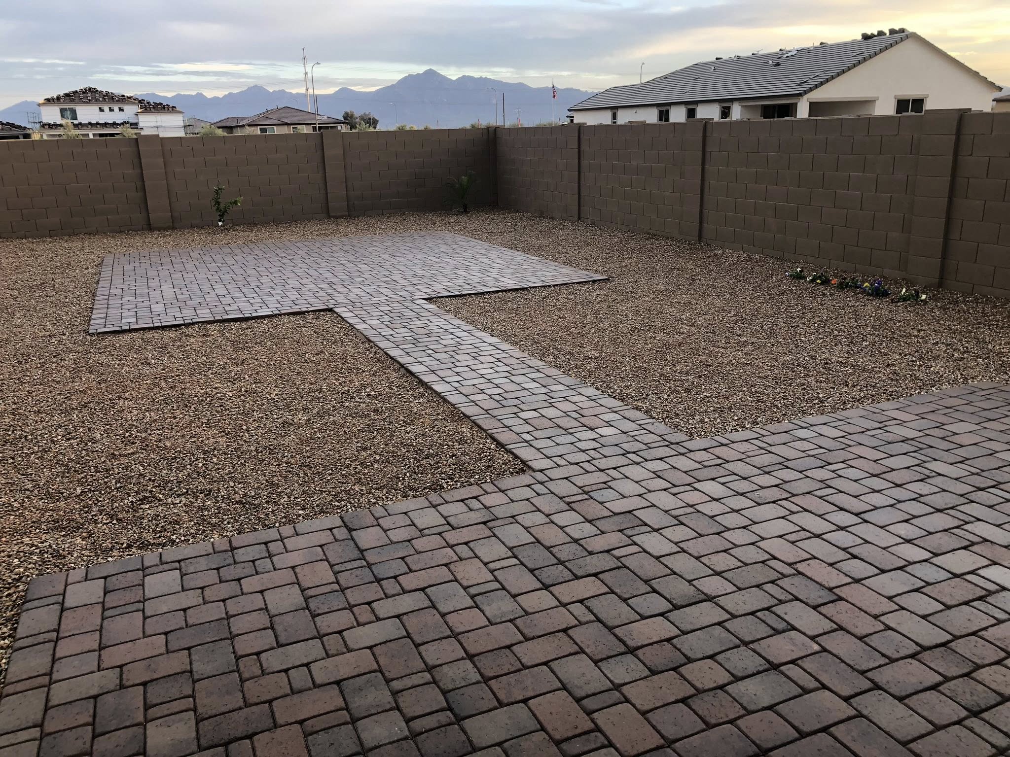 Multi-level paver patio with fire feature